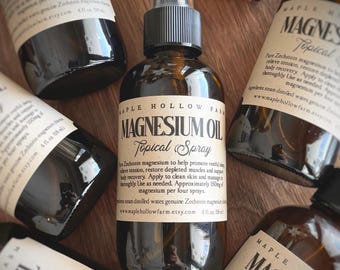 Pure Magnesium Oil | Ultra Concentrated 150mg  | Sleep Support | Muscle Restoration | Relaxation + Tension Relief | Zechstein Mineral | 4 oz