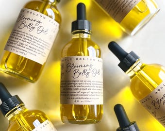 Organic Blooming Belly Oil | Pregnancy |  Argan Rosehip Calendula Olive Squalane Jojoba Coconut |  Moisturizer Stretch Mark Maternity