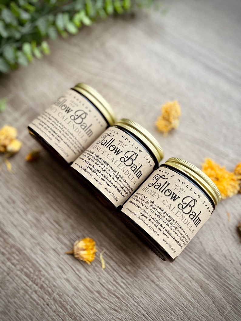 Honey Calendula Whipped Tallow Balm Grass Fed Finished Natural Skincare Eczema Lotion Face Body Baby Diaper Cream image 5