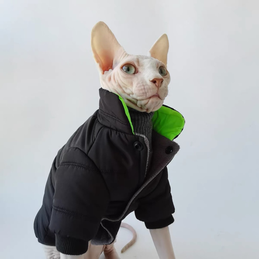 Sphynx Cat Black Puffer Jacket,cat Warm Clothes,cat Down Jacket Etsy