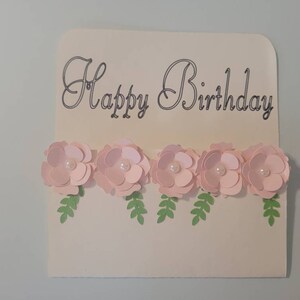Happy Birthday card,  pearl flowers