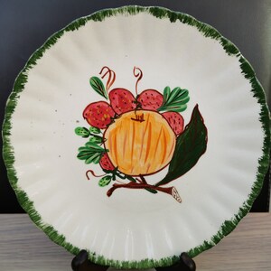 Blue Ridge Plate from Southern Potteries Inc. USA Underglazed hand painted circa 1950s