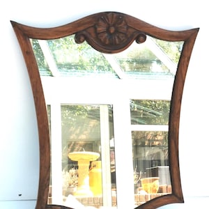 Victorian Shield Shape Mirror Hardwood Walnut Frame
