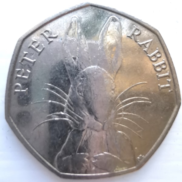 Rare  Peter Rabbit 50pence Coin issued 2016 previously circulated