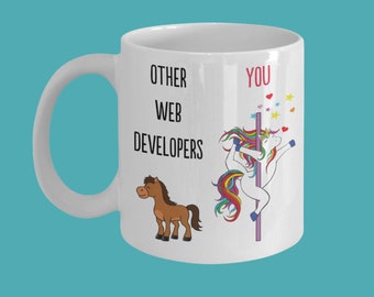 Funny Web Developer Unicorn Coffee Mug, Novelty Gift