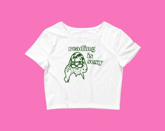 Reading is Sexy Women’s Crop Tee, Gift for Book Lover, Booktok Gift, Sweater, Gift for Best Friend, for Book Nerd, Cute Crop Top, Bookish