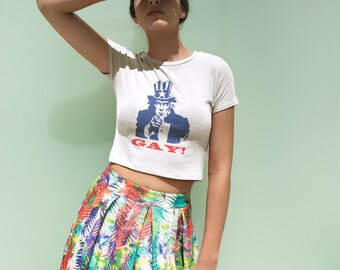 Uncle Sam Gay Crop Top: LGBTQ+ Pride Tee