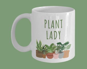 Plant Lady Pot Mug, Personalized Gift for Plant Lover
