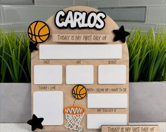 Personalized Basketball First & Last Day of School Sign: Reusable Photo Prop