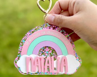 Rainbow NFC Key Chain | Kid safety tag | Emergency Contact | Back to School