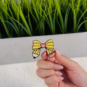 Stanley Cup Straw Topper | Teacher Bow Pencil Design | Fits Starbucks Tumblers