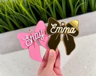 Personalized NFC Bow Tag | Custom Name Backpack/Lunchbox Tag | School Safety | Emergency Contact