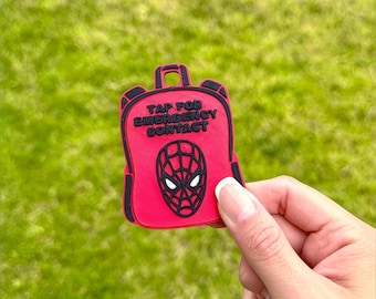 Spider-Man NFC Emergency Contact Tag: Kids Backpack Safety Keychain