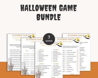 Paquete de juegos de Halloween / Fiesta de pijamas / Juegos de fiesta / Imprimible digital