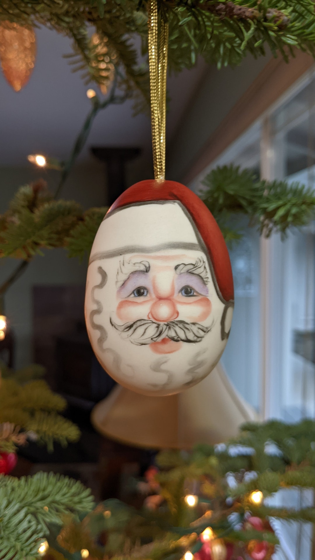 Hand Painted Allyson Nagel Egg Shaped Santa Hanging Ornament Etsy