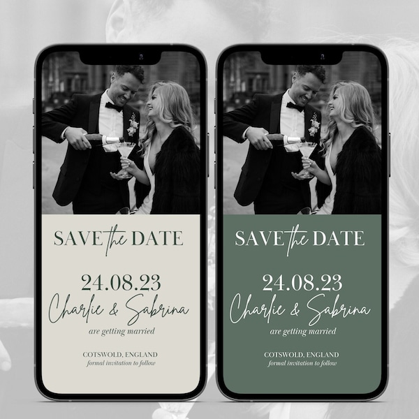 Sage Green Wedding Save the Date Digital Template, Digital Wedding Save the Date,  Sage Green Save the Date, Digital Save the Date #2