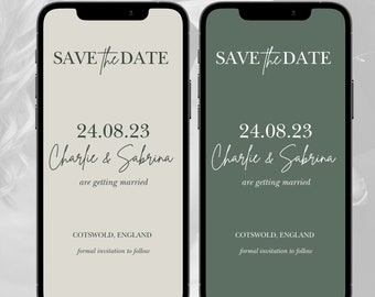 Sage Minimal Save the Date E-Einladungsvorlage, minimalistische digitale Einladung, elektronische Save the Date, elektronische Einladung, Sofortiger Download #4