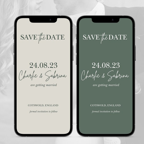 Sage Minimal Save the Date E-invite Template, Minimalist Digital Invite, Electronic Save the Date, Electronic Invite, Instant Download #4