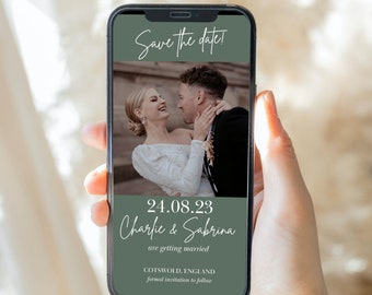 Sage Save the Date E-vite Template, Digital Invite, Electronic Save the Date, Electronic Invite,  Instant Download #7