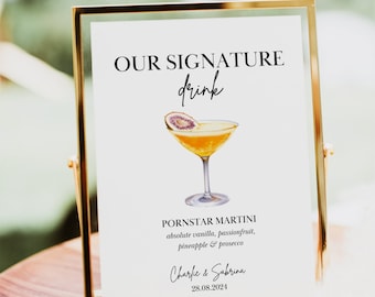 Signature Drink Sign Template, Cocktail Sign, Printable Wedding Bar Menu, Editable His Hers Drink Sign, Bar Menue, Barmenu #4.1