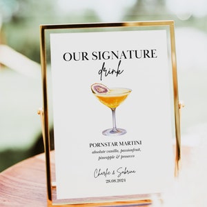 Signature Drink Sign Template, Cocktail Sign, Printable Wedding Bar Menu, Editable His Hers Drink Sign, Bar Menue, Barmenu #4.1