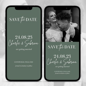 Sage Save the Date E-invite Template Bundle, Digital Invite, Electronic Save the Date, Electronic Invite, Instant Download 2&4