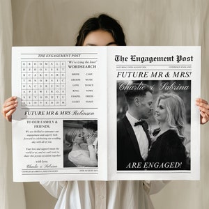 Engagement Newspaper Template, Canva Wedding Newspaper Template, Future Mr and Mrs, Engagement Photoshoot, Engagement Photo Ideas
