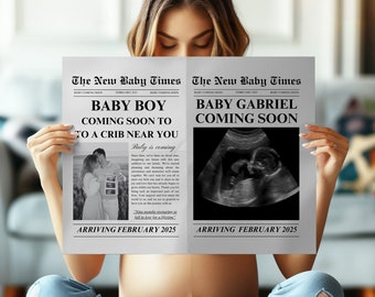 Pregnancy Reveal Newspaper Template, Baby is Coming Newspaper, Pregnancy Newspaper Announcement, New Baby Times Announcement, Pregnancy News