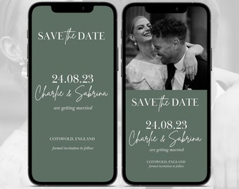Sage Save the Date E-invite Template Bundle, Digital Invite, Electronic Save the Date, Electronic Invite, Instant Download 2&4