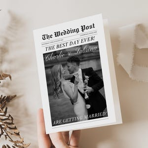 Modern Wedding Ceremony Newspaper Program Template, Printable Wedding Newspaper Program Infographic, DIY Folded Wedding Newspaper Program