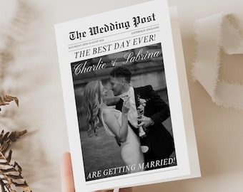 Modern Wedding Ceremony Newspaper Program Template, Printable Wedding Newspaper Program Infographic, DIY Folded Wedding Newspaper Program