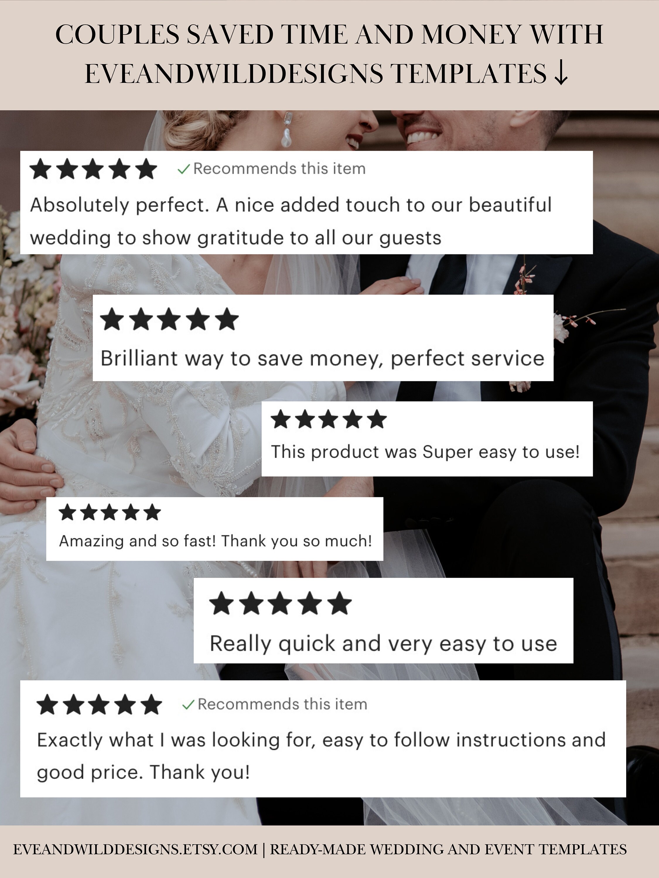 Minimalist Digital Wedding Thank You Card Template, Editable Wedding