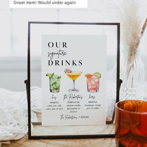 Signature Drinks Sign Template, Signature Cocktail Sign, Printable Wedding Bar Menu Sign, Editable His Hers Drink Sign, 400+ Drinks #6.0 image 5