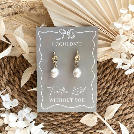 Pearl Bridesmaid Proposal Earrings, Wedding Bridesmaid Jewellery Gifts, Gold or Silver Plated