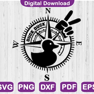 Duck Duck Compass Svg, Peace Hand Duck Svg, 4x4 Decal Svg, Offroad Car Decal Svg, Svg File For Cricut, Png, Svg, Dxf, Pdf, Eps