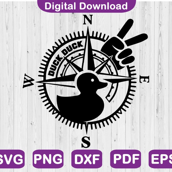 Ente Kompass Svg, Peace Hand Ente Svg, 4x4 Decal Svg, Offroad Auto Decal Svg, Svg Datei für Cricut, Png, Svg, Dxf, Pdf, Eps