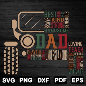 お父さんの 4x4 オフロード カー SVG、父の日のオフロード SVG、父の日のシャツ SVG、Cricut 用の SVG ファイル、クリップアート、カット ファイル、Png、SVG、Dxf、Pdf、Eps