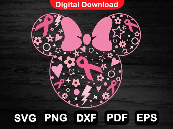 Breast Cancer Svg, Minnie Mause Breast Cancer Shirt Svg, Pink Ribbon Svg, Breast Cancer Awareness Svg, Svg Files, Png, Svg, Eps, Pdf, Dxf