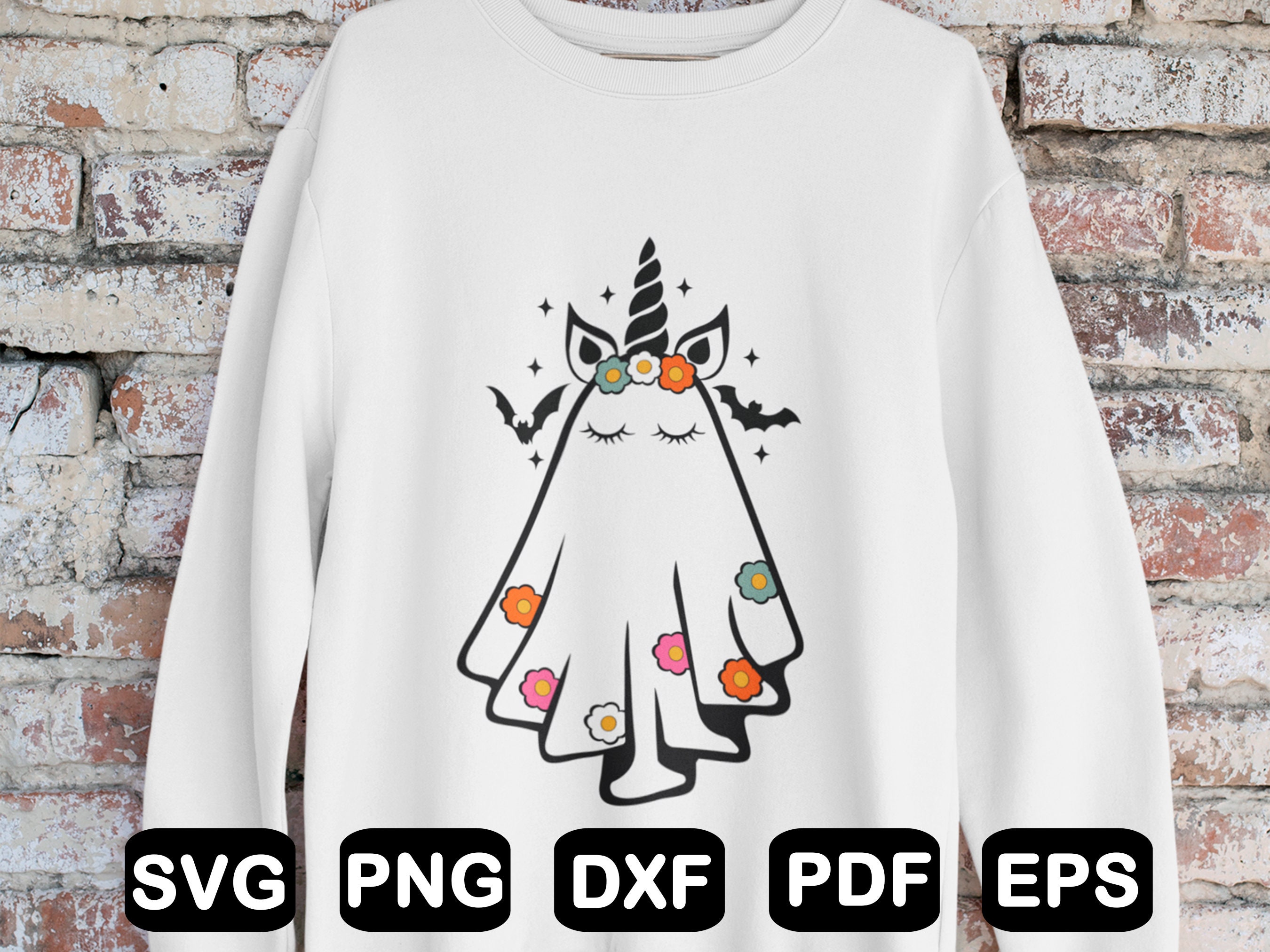 Unicorn Daisy Ghost Design Svg, Flower Ghost Svg, Hocus Pocus Svg, Boo ...