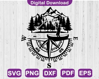 Fishing Compass  Svg, Fisherman Design Svg, Fishing Svg, Compass Rose Svg, Svg File For Cricut, Png, Svg, Pdf, Dxf, Eps
