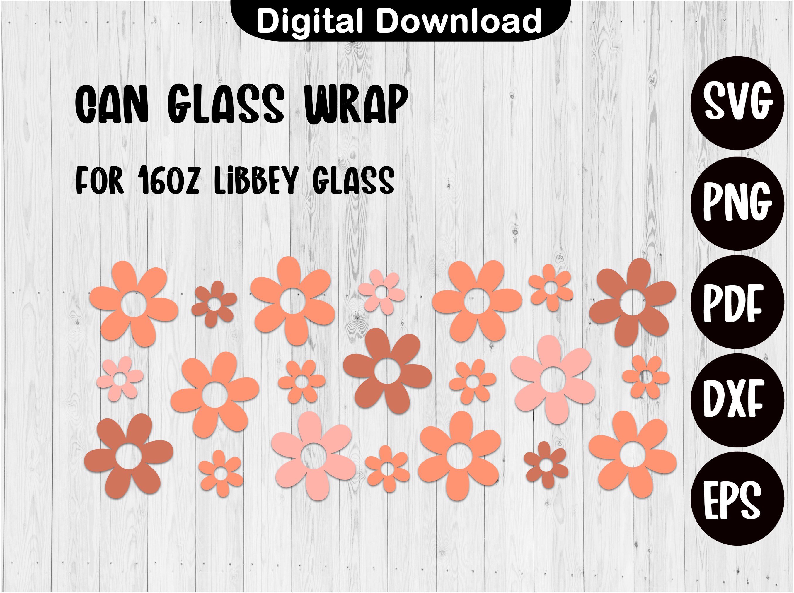 Daisy Libbey 16OZ Can Glass Svg, Retro Daisy Svg File for Cricut, Cameo ...