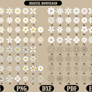 Daisy Svg Bundle, Flower Svg files for cricut, Clipart Cut files for Cricut Cameo, Vector Cutfile, Spring Summer Svg,Png Files