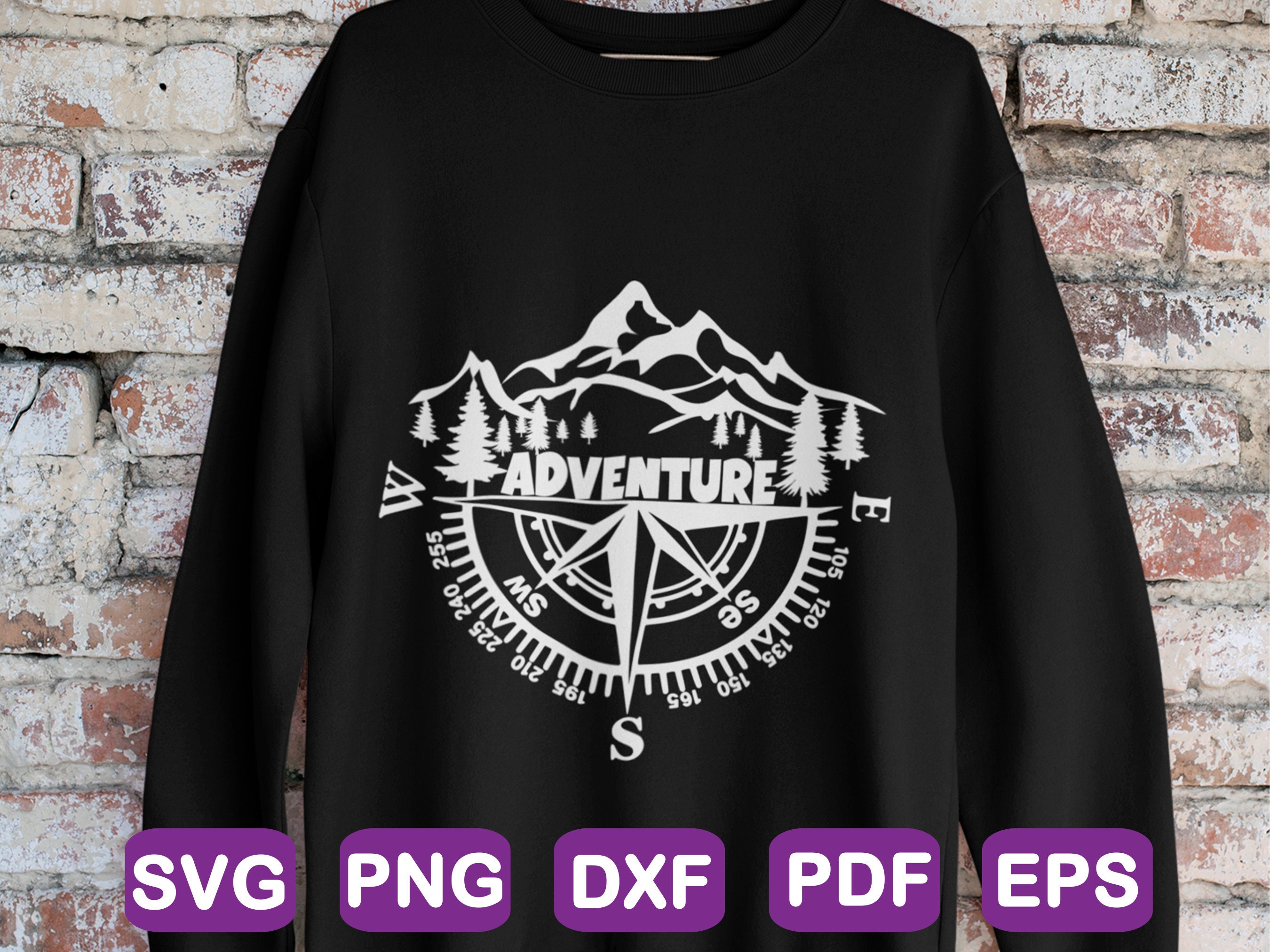 Compass Mountain Svg, Adventure Compass Design, Compass Decal Svg, Wild ...