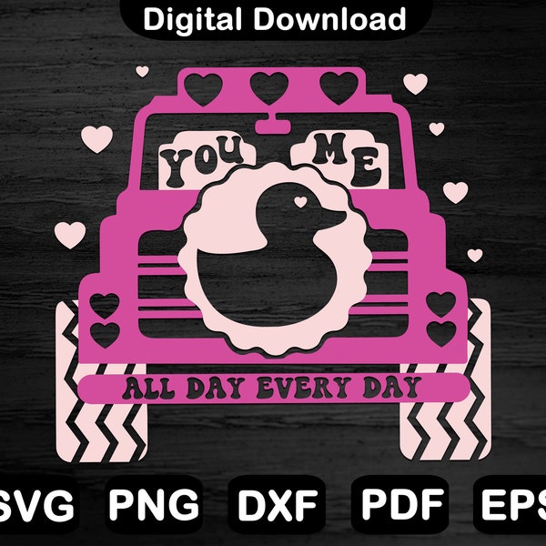 Duck Off Road Valentine's Day Design Svg, Duck Duck Png, Valentine Offroad Svg , Funny Valentine Svg, Clipart, Cricut, Png, Svg, Dxf, Eps