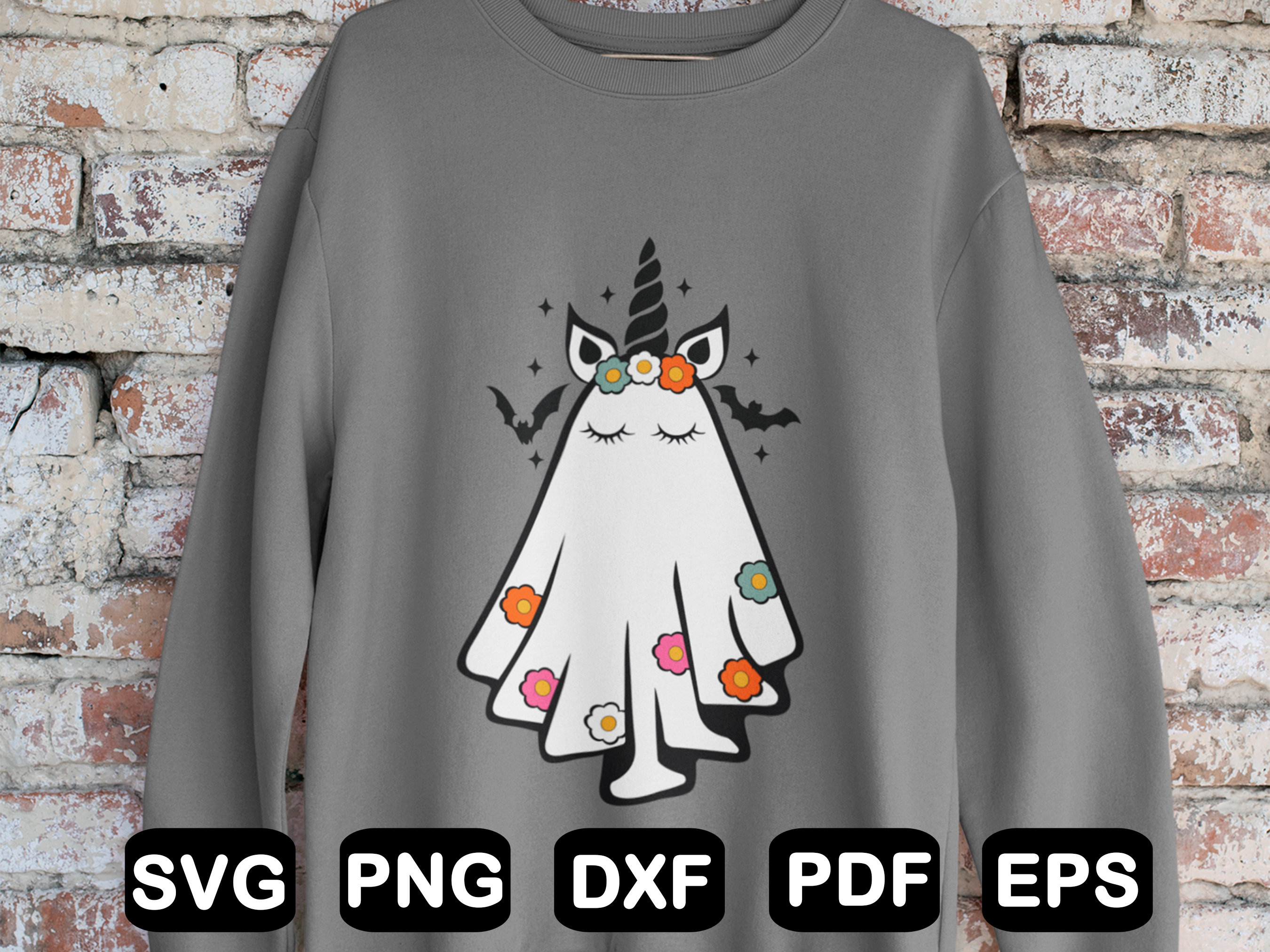 Unicorn Daisy Ghost Design Svg, Flower Ghost Svg, Hocus Pocus Svg, Boo ...