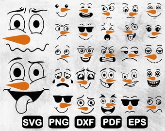 Snowman Faces Svg Bundle, Snowman Face Svg, Snowman Png, Cute Snowman Svg, Svg Files For Cricut, Clipart, Cut Files, Png, Svg, Dxf, Pdf, Eps