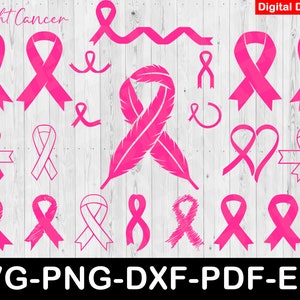 Rosa Band Svg Bundle, Bewusstseinsband Svg, Brustkrebs Svg Bundle, Svg Datei für Cricut, Rosa Band Cut Datei, Png, Svg, Dxf, Pdf, Eps
