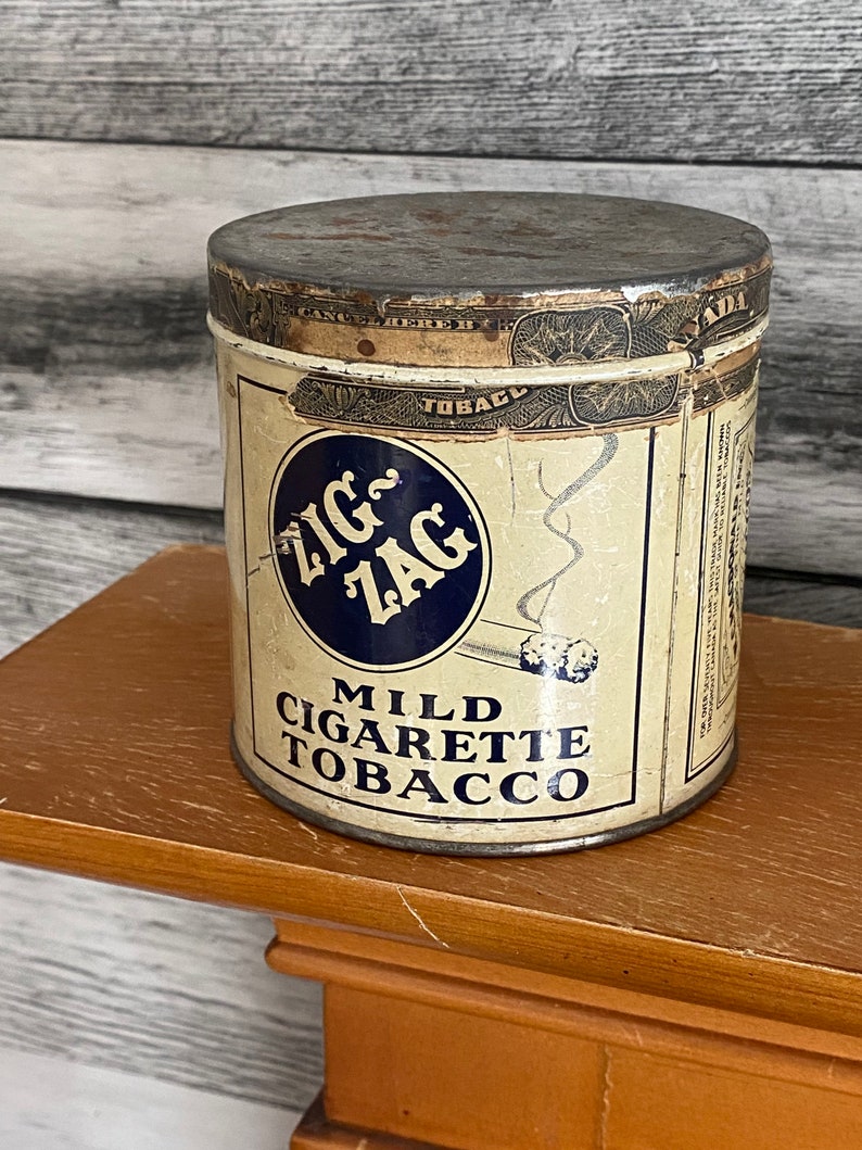 Antique 1915 Zig Zag Tobacco Tin Etsy