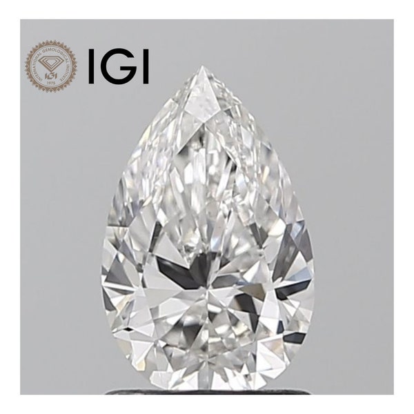 Ready To Ship IGI Certified 1.09 Carat VS1 F Color White Pear Brilliant Cut CVD Lab Grown Diamond To Make Ring, Earrings, Pendant