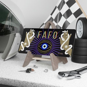 FAFO license Plate Plate, evil eye license plate, funny plates, gift for her, spiritual gifts, witchy, statement lisence place, car decor